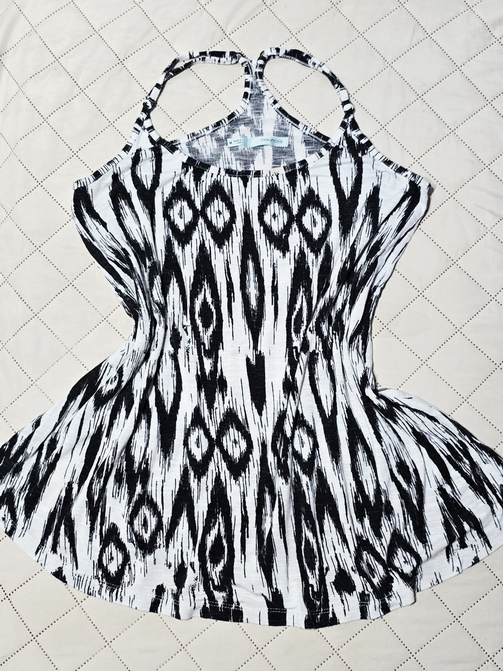 Maurices Black & White Ikat Geometric Strappy Racerback Flowy Tank Top Size M